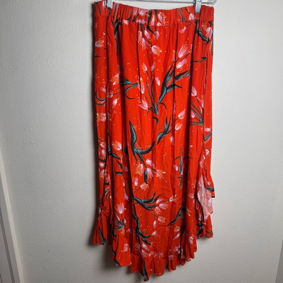 Anthropologie Corey Lynn Calter Cecilia Maxi Orange‎ Floral Midi Skirt - Picture 5 of 6
